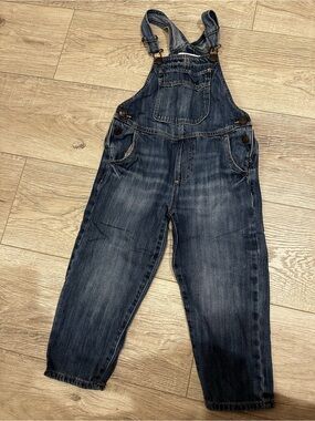 Zara Men's Dark Blue Relaxed Denim Overalls